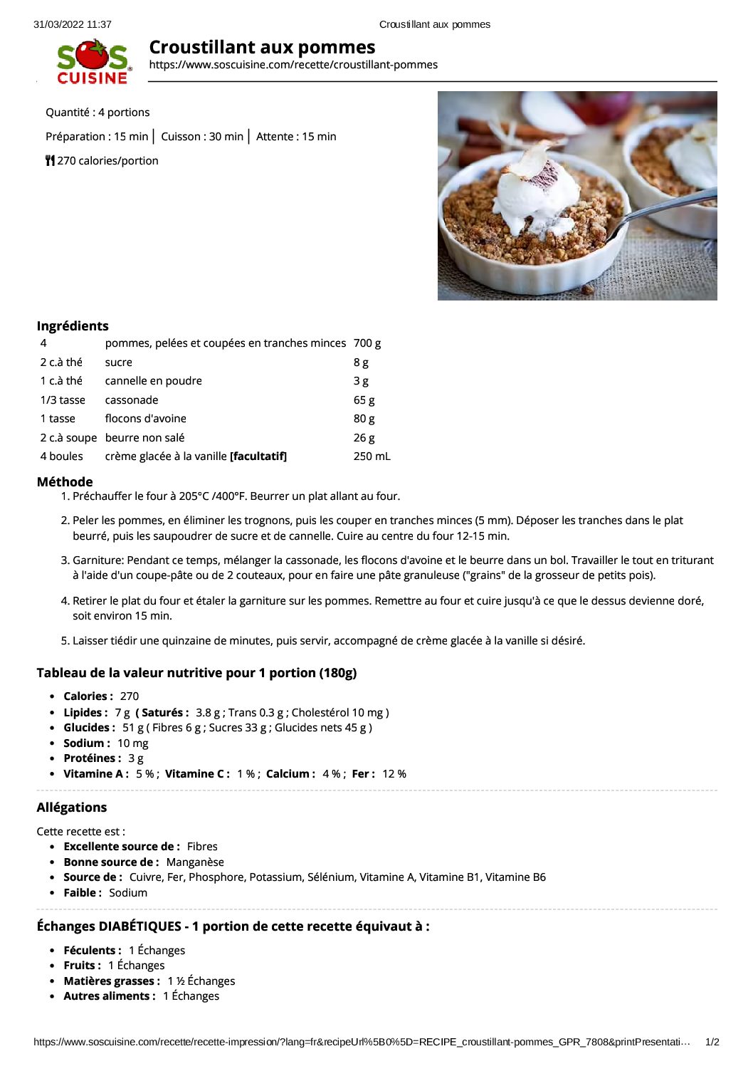 Croustillant aux pommes