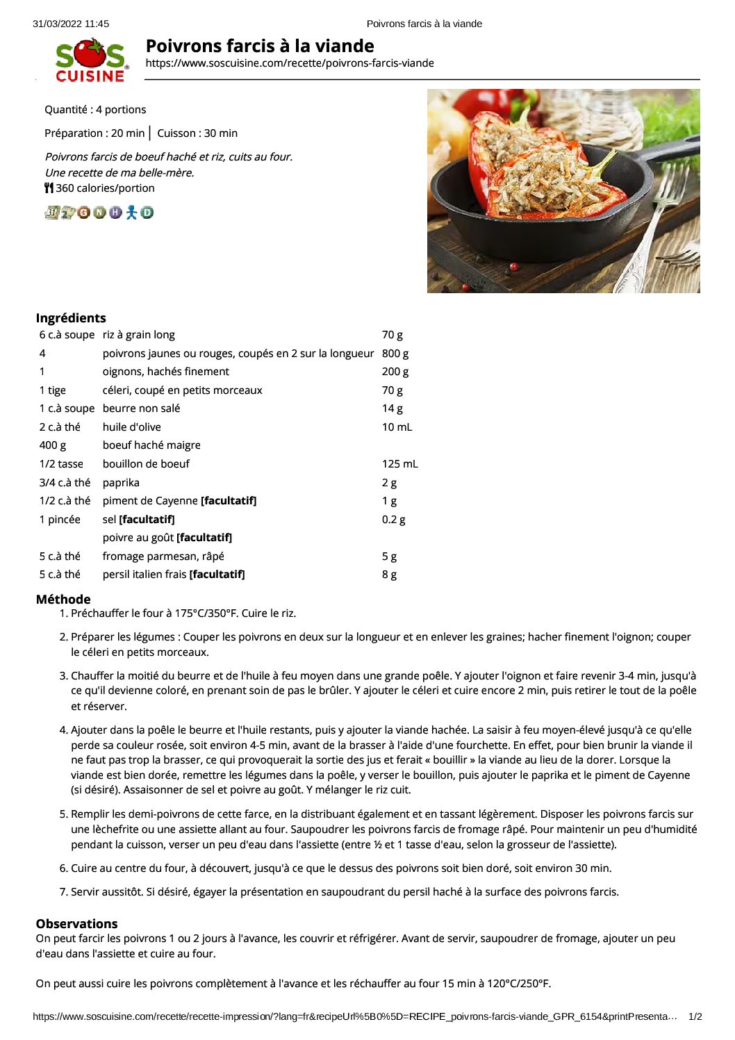 Poivrons farcis à la viande