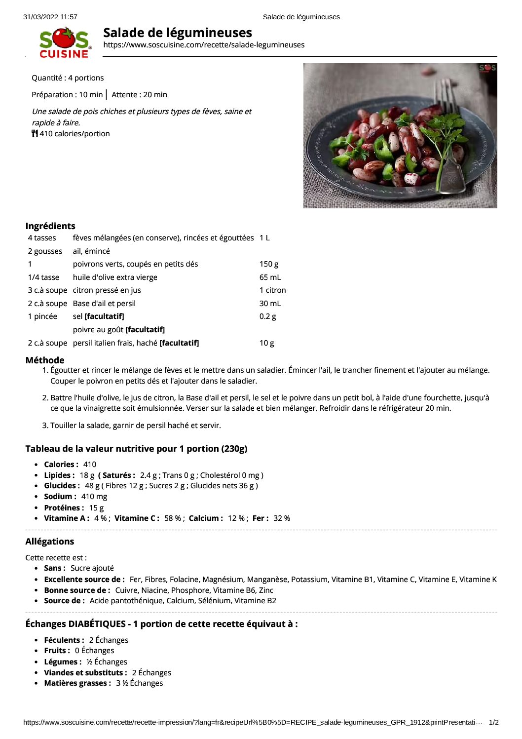 Salade de légumineuses