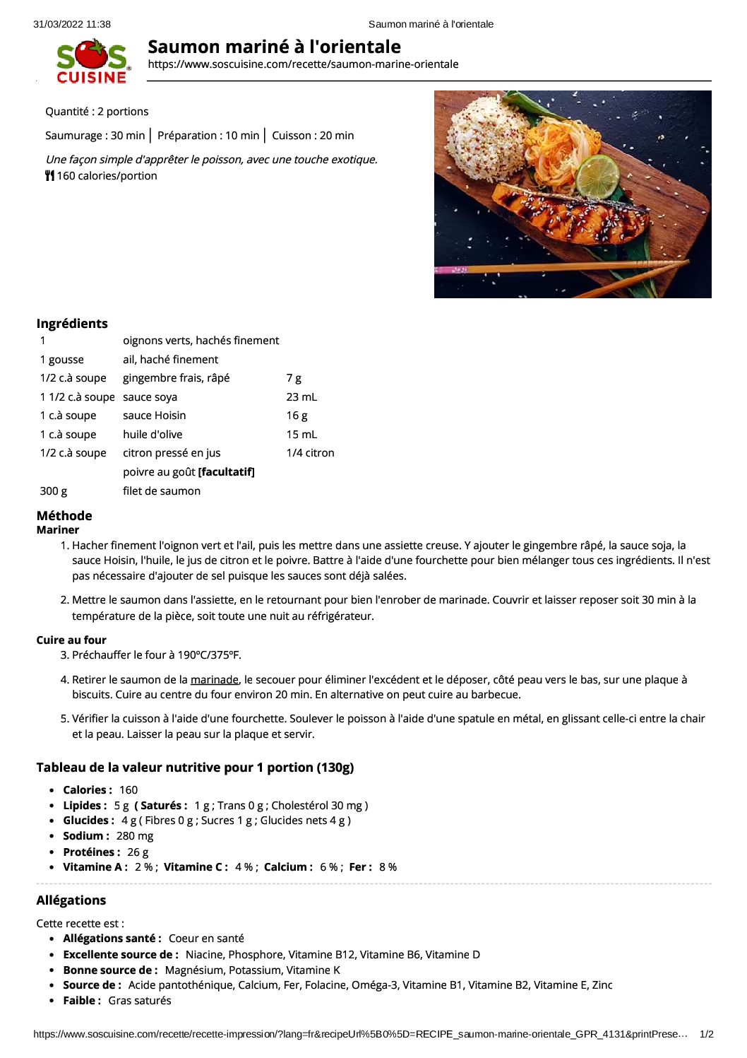 Saumon mariné à l'oriental