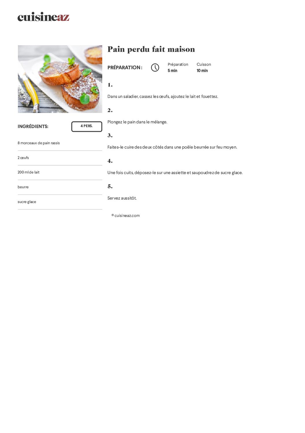 Pain perdu fait maison